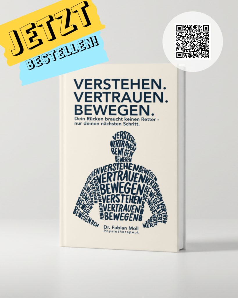 Werbebanner des Buches Verstehen Vertrauen Bewegen  von Fabian Moll - grauer Hintergrund. Auch im Vordergrund. style=